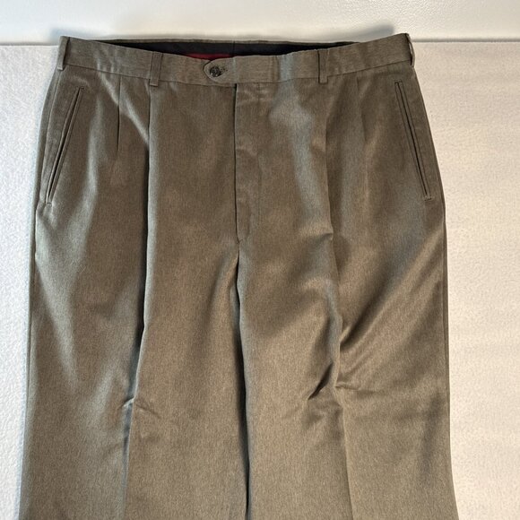 Louis Raphael Men’s 40x32 Microfiber Cuffed Dress Pants Brown Office Casual Work - Picture 3 of 9